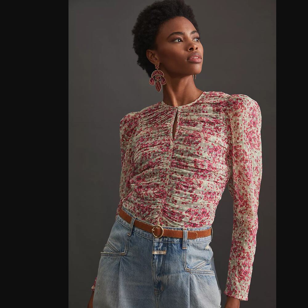 NWT Anthropologie Ruched Long Sleeve Blouse - Medium